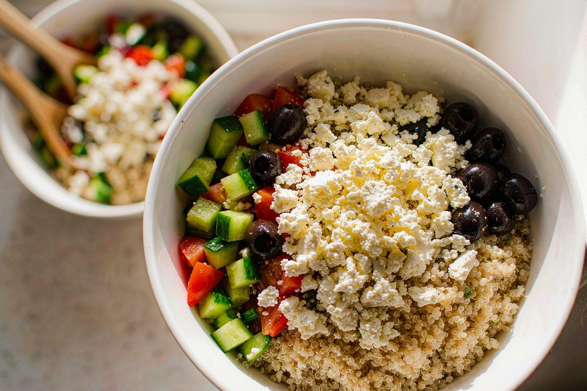 Farro salad with sliced poached chicken grapes walnuts and fresh herbs