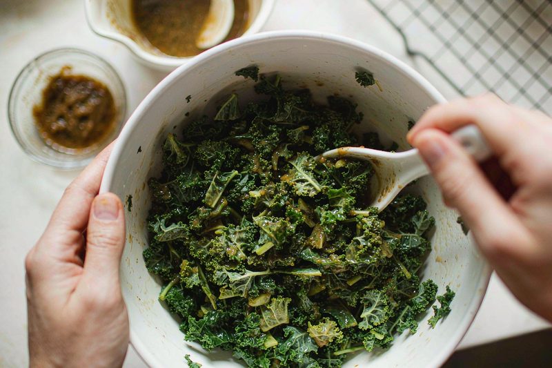 Kale Caesar With Crispy Chickpeas and Yogurt Dressing: step 2 - Roast the chickpeas 22 minutes